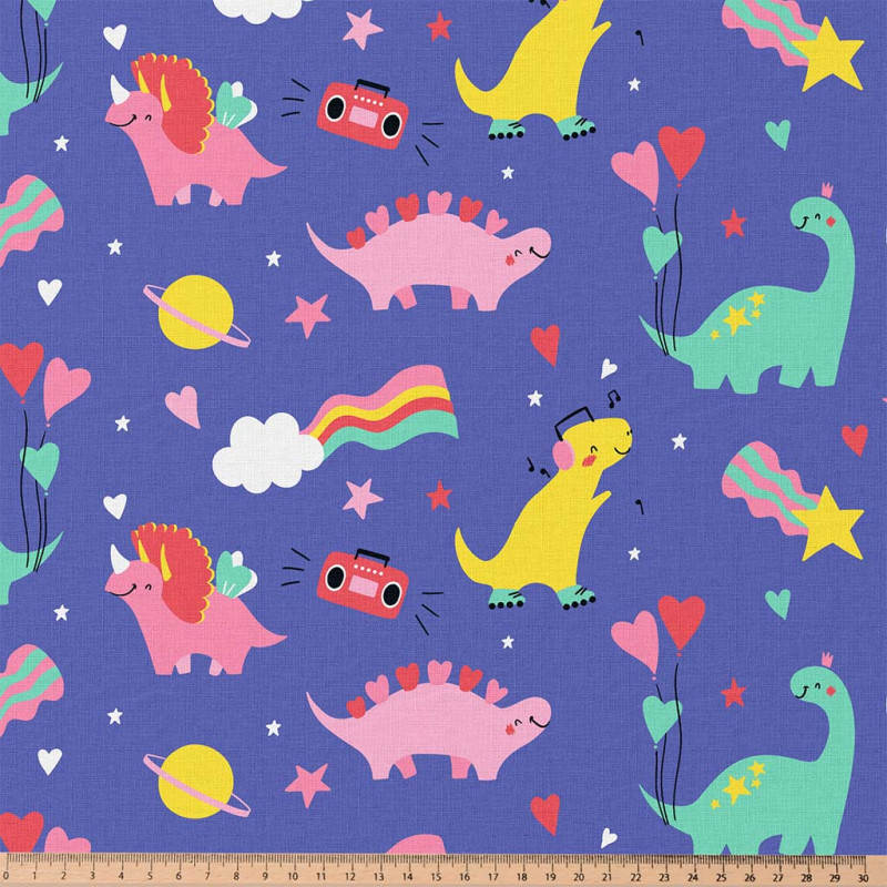 Printed Cotton MADONNA Blue / Pink